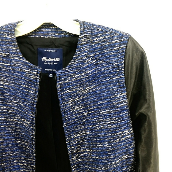 Madewell Leather Shimmerweave Bomber Jacket XS Moto Biker New Years Metallic - Picture 5 of 16